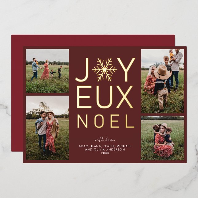 Joyeux Noel Modern and Classy Foil Holiday Card (Front/Back)
