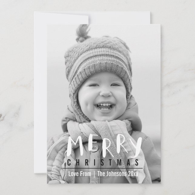 Joyeux Noël moderne | Carte photo lettre main (Devant)