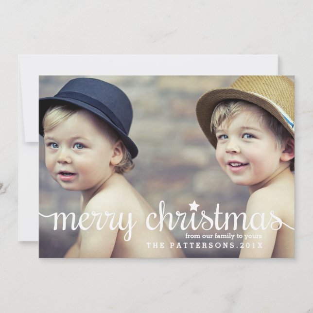 Joyeux Noël moderne Gros deux Cartes photos (Devant)