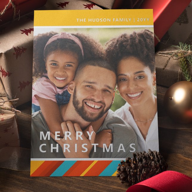 Joyeux Noël Moderne Stripes Photo Foil Vacances (Créateur téléchargé)