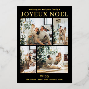 Joyeux Noel Multi Photo Gold Foil Holiday Card