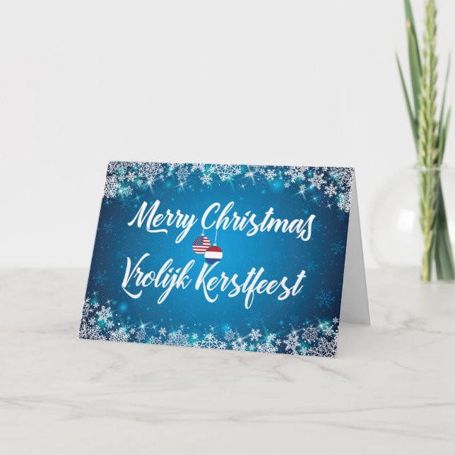 Joyeux Noël Néerlandais Américain Carte Bilingue (Devant)
