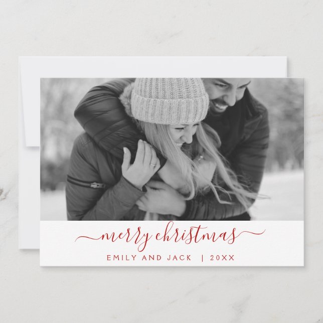 Joyeux Noël noir et blanc Carte photo (Devant)