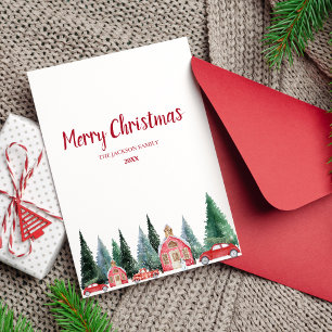 Joyeux Noël Nom de famille Carte de vacances pliée