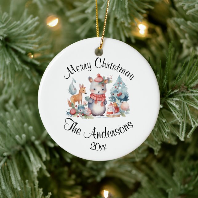Joyeux Noël Nom personnalisé Année Ornement en cér (Arbre)