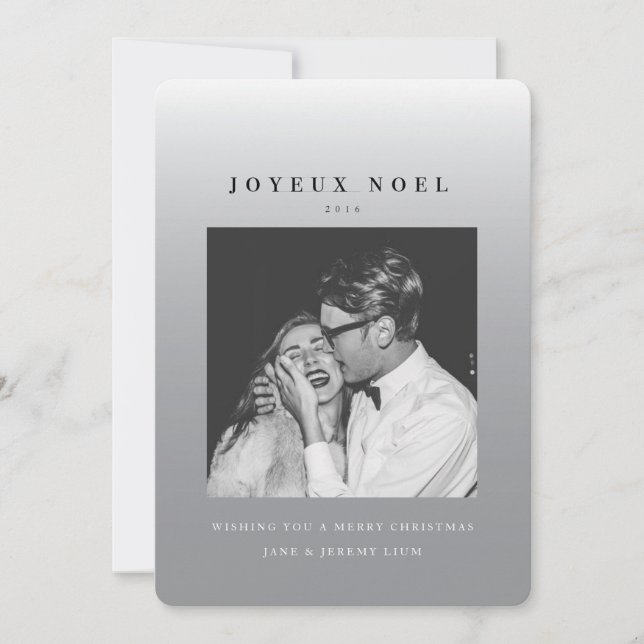 Joyeux Noel Ombre Christmas Photo Card (Front)