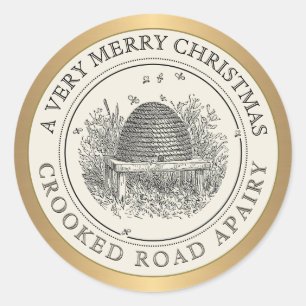 Joyeux Noël or et ivoire Apiary Étiquette