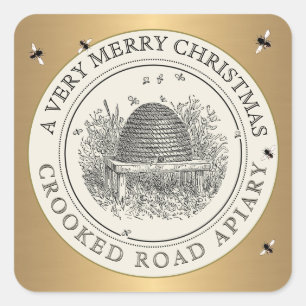 Joyeux Noël or et ivoire Apiary Étiquette