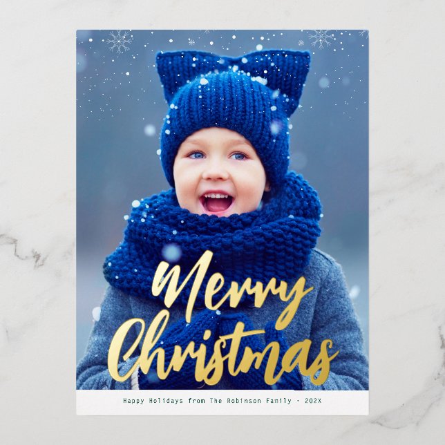 joyeux Noël or script moderne carte de noël (Recto)