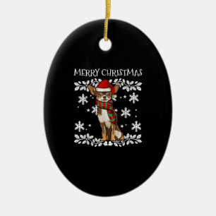 Joyeux Noël Ornement Brown Chihuahua Xmas