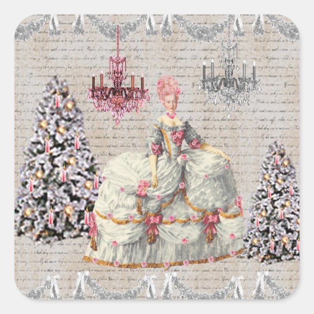 Joyeux Noel Palace de Versailles ~Marie Antoinette Square Sticker (Front)
