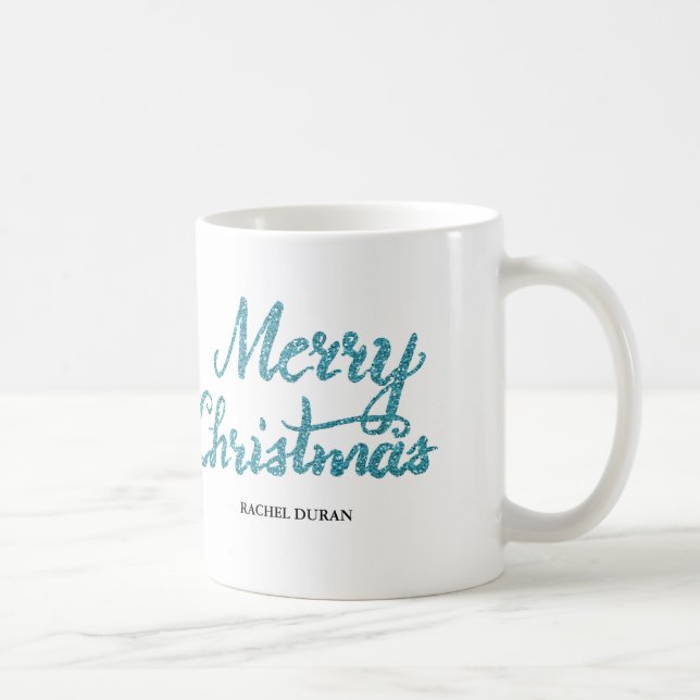 Joyeux Noël parties scintillant brosse script mug (Droite)