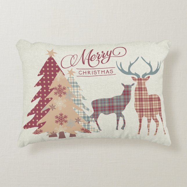Joyeux Noël Pays Plaids, Cerf, Coussin des arbres (Devant)