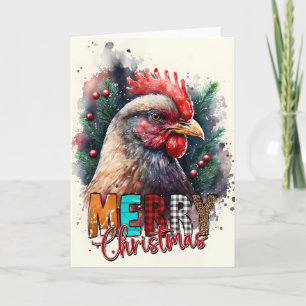 Joyeux Noël Père Noël carte poulet