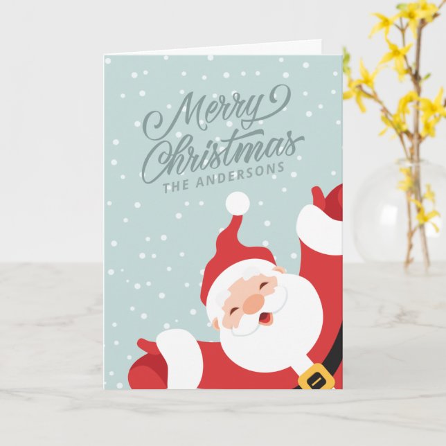 Joyeux Noël Père Noël joyeux | Carte de vœux (Fleur jaune)