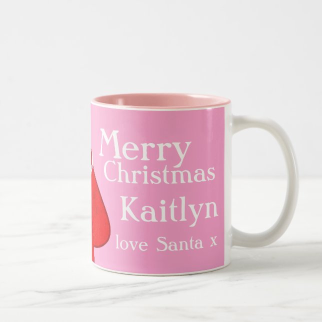 Joyeux Noël Père Noël rouge/rose filles mug (Droit)