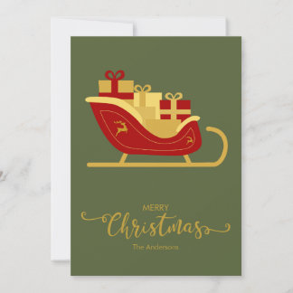 Joyeux Noël Père Noël Sleigh Carte de Noël