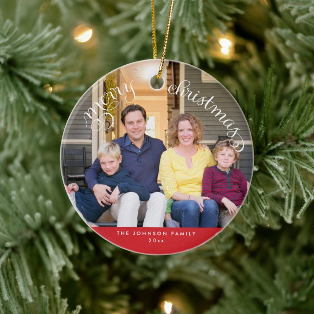 Joyeux Noël personnalisé rouge Ornement de l'arbre (Arbre)