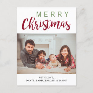 Joyeux Noël Photo carte postale Rouge Vert Élégant