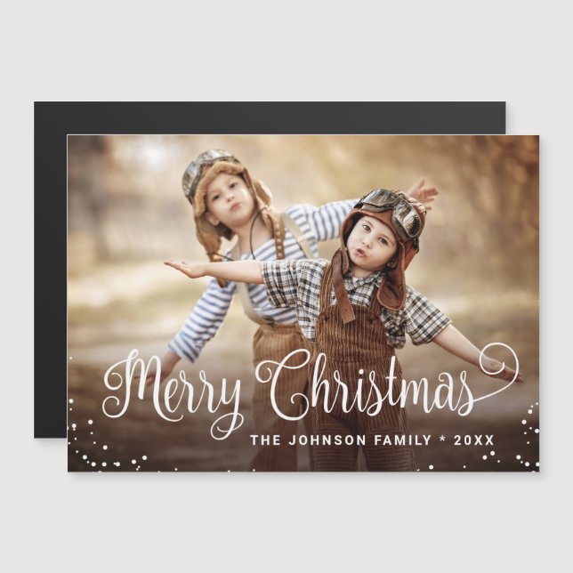 Joyeux Noël PHOTO Vacances Carte magnétique (Devant / Derrière)