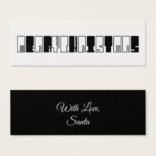 Joyeux Noël Piano Keys Typographie noir blanc