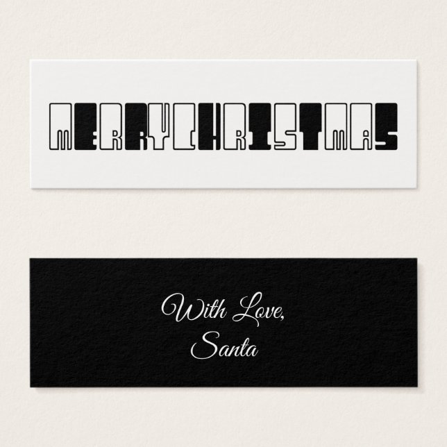 Joyeux Noël Piano Keys Typographie noir blanc (Devant & derrière)