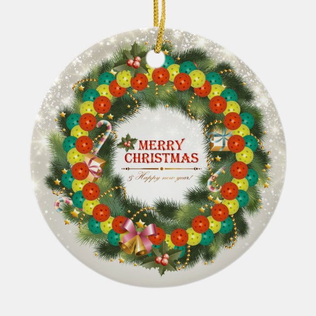 Joyeux Noël Pickleball 1 ornement (Devant)