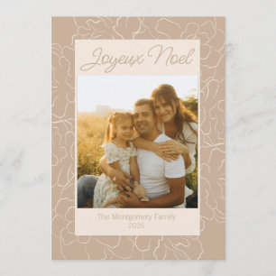 Joyeux Noel Pinecone Floral Family Photo Holiday Card