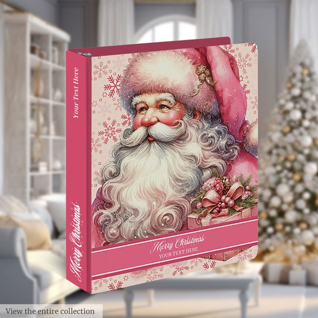 Joyeux Noël Pinkmas Classeur de recettes personnal (Merry Christmas Pinkmas Personalized Recipe Binder)