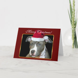Joyeux Noël pitbull chiot carte de voeux