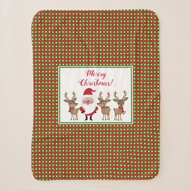 Joyeux Noël Plaid Père Noël Reindeer Mignonne Holi (Devant)