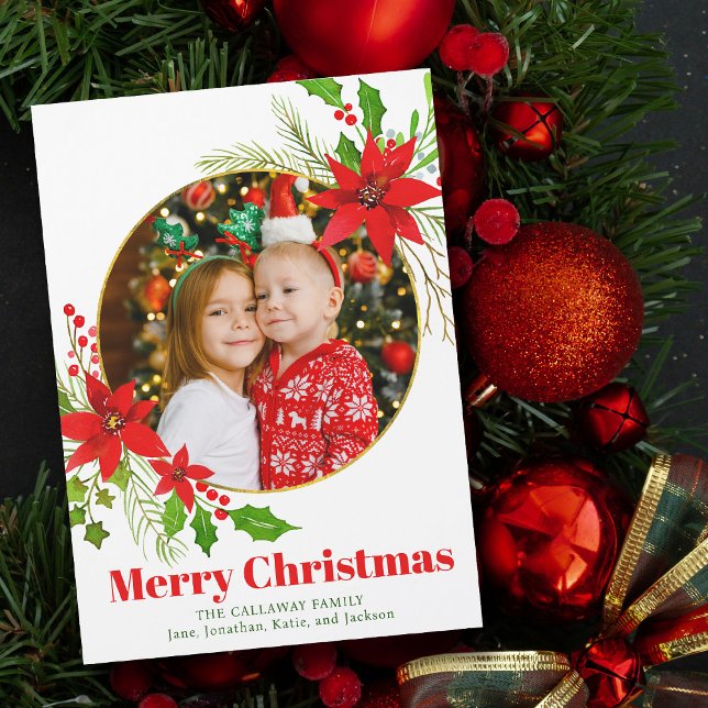 Joyeux Noël Poinsettia - Carte magnétique photo po (Créateur téléchargé)