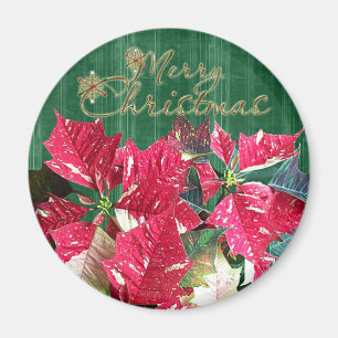 Joyeux Noël Poinsettia Magnet