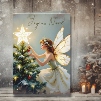 Joyeux Noël | Pretty Fairy Personalized Christmas Card