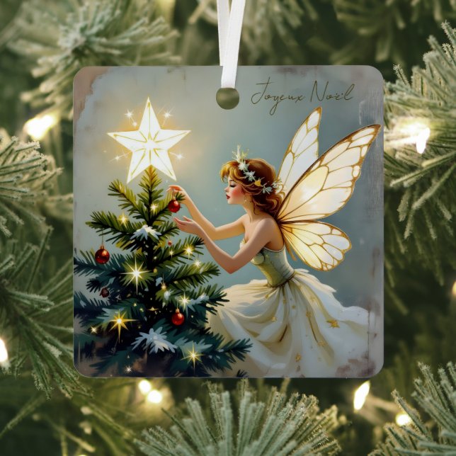 Joyeux Noël | Pretty Fairy Personalized Christmas Metal Ornament (Insitu)