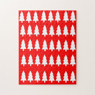 Joyeux Noël Puzzle Noël Blanc Arbres rouges