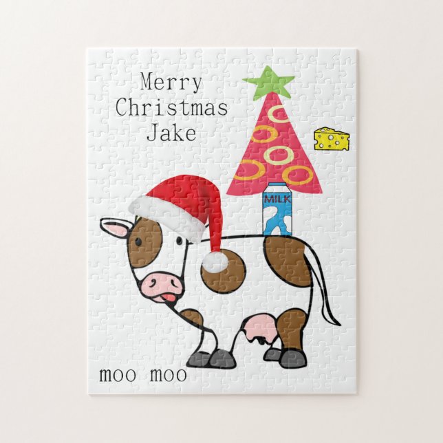 Joyeux Noël Puzzle Noël Vache Cheese (Vertical)