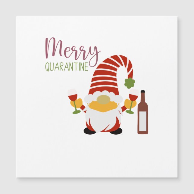 Joyeux Noël Quarantine Gnome Carte magnétique (Devant)