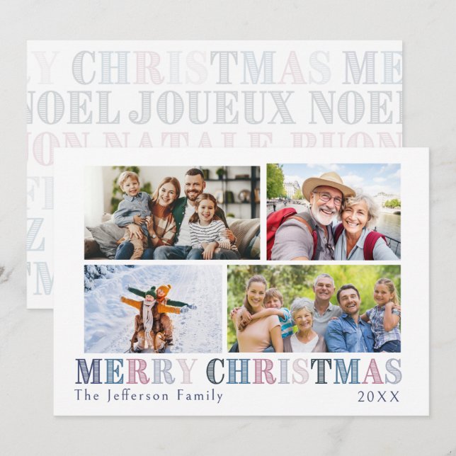 Joyeux Noël Quatre Cartes photos (Devant / Derrière)