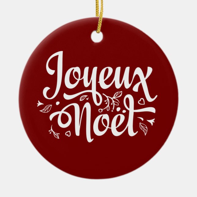 Joyeux Noel Red  Ceramic Ornament (Front)