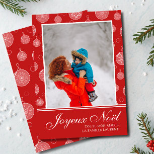 Joyeux Noël Red Christmas Decoration Photo  Holiday Card