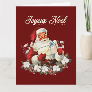 Joyeux Noel Red Christmas Vintage Santa  Card