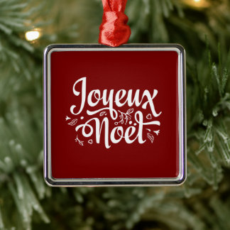Joyeux Noel Red Metal Ornament