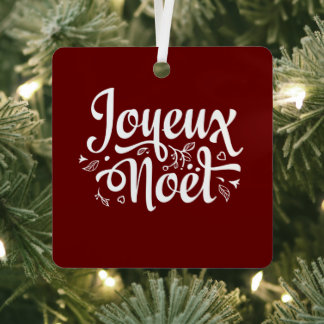 Joyeux Noel Red Metal Ornament