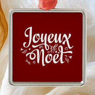 Joyeux Noel Red Metal Ornament