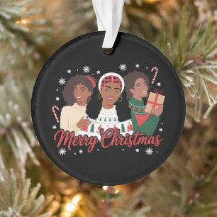 Joyeux Noël Reine Noire Fille Africaine Mélanine