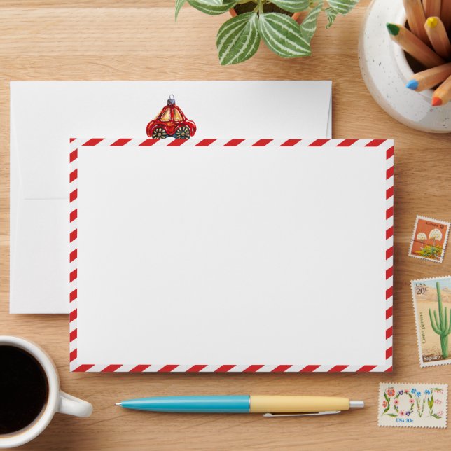 Joyeux Noël Rétro Voiture Adresse Enveloppe (Desk)