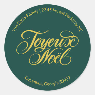 Joyeux Noël Return Address Classic Round Sticker