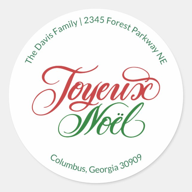 Joyeux Noël Return Address Sticker (Front)