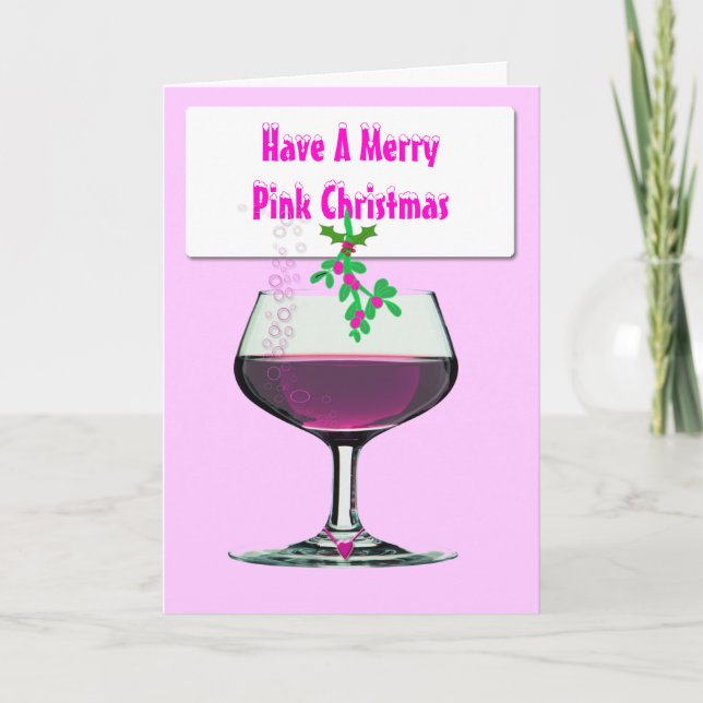 Joyeux Noël rose - Carte de Noël vin (Devant)